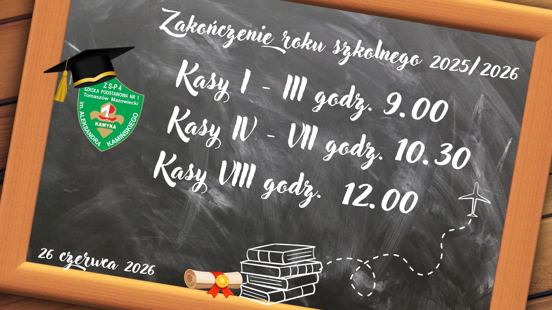 Harmonogram zakończenia roku szkolnego