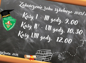Harmonogram zakończenia roku szkolnego 2025/2026