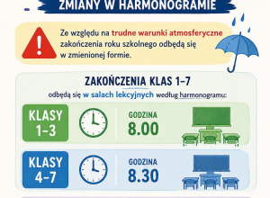 Harmonogram zakończenia roku szkolnego w JEDYNCE